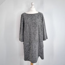 Load image into Gallery viewer, Toast Dress Tunic Wool Blend Sweater Mini Shift Tweed Grey Pocket Lagenlook 14
