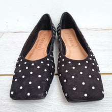 Load image into Gallery viewer, Vicenza Anthropologie Ballet Flats UK 3 Studded Black Square Toe Suede EU36
