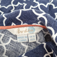 Load image into Gallery viewer, Boden 100% Linen Sleeveless Blouse Top 10 Navy Blue Floral Retro Print Button
