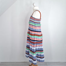 Load image into Gallery viewer, Only Midi Sun Dress Tiered Shirred Embroidered Multicoloured A Line Holiday 10
