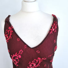 Load image into Gallery viewer, Monsoon Dress Velvet Devore Silk Y2K Slip Occasion Wedding Guest Burgundy 14
