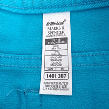 Load image into Gallery viewer, Vintage St Michael Denim Shorts UK 18 Fits 14 Turquoise Blue Stretch M&amp; Mom 90s
