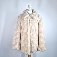 Load image into Gallery viewer, M&amp;S Faux Fur Coat Per Una Jacket Cream Beige Lined Hook &amp; Eye Evening Medium
