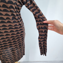 Load image into Gallery viewer, Marimekko T-shirt Dress Brown Medium Geometric Print Long Sleeves Modal Casual

