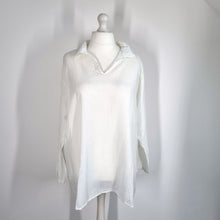 Load image into Gallery viewer, Made in Italy White Blouse Tunic One Size 100% Cotton Sheer Beach Coverup Top
