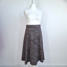 Load image into Gallery viewer, M&amp;S Textured A Line Skirt UK 14 Brown Midi Smart Work Office Classic Flared
