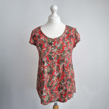 Load image into Gallery viewer, Nomads Floral Tunic Top UK 10 100% Cotton Red Green Boho Summer Blouse Indian
