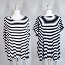 Load image into Gallery viewer, Bundle 2 Striped T-shirts UK 24 Black White M&amp;S Next Cotton Breton Short Sleeves
