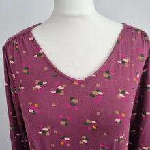 Load image into Gallery viewer, White Stuff Dress Pockets UK 14 Purple Burgundy Jersey Casual Print Long Sleeves

