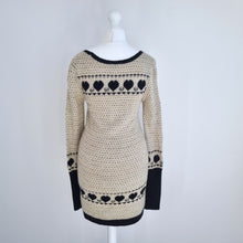 Load image into Gallery viewer, Kate Moss for Topshop Jumper Dress Fair Isle Cream Black Tunic Wool Mix Mini 10
