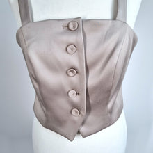 Load image into Gallery viewer, Marks &amp; Spencer Satin Crop Top Tailored Size 12 Beige Button Down Party Chic
