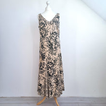 Load image into Gallery viewer, M&amp;S Per Una Dress UK 14 Long Midi Maxi Fit &amp; Flare Beige Floral 100% Cotton
