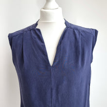 Load image into Gallery viewer, LK Benett 100% Silk Top UK 12 Navy Blue Sleeveless Blouse Tank Work Office Chic
