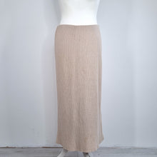 Load image into Gallery viewer, COS Knitted Maxi Skirt Beige Cream Ribbed Straight Slit Elastic Waist Large
