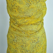 Load image into Gallery viewer, Reiss Cocktail Dress Sheath 100% Silk Yellow Karina Lined Occasion Knee Print 6
