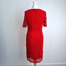 Load image into Gallery viewer, M&amp;S  Per Una Dress Red Floral Lace Pencil UK 10 Occasion Wedding Party Midi

