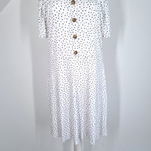 Load image into Gallery viewer, Next Dress White Polka Dots Skater Knee Length Jersey Casual Retro Stretch 22
