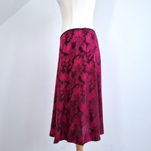 Load image into Gallery viewer, Vintage Monsoon Skirt Jacquard Satin Oriental Burgundy Pink A Line Knee 12 14
