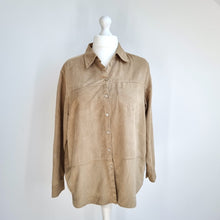 Load image into Gallery viewer, Marks &amp; Spencer Shirt Faux Suede Beige Blouse Top Chamois Button Down Size 16
