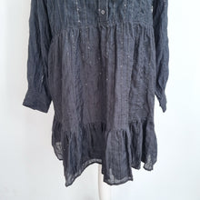 Load image into Gallery viewer, NEW M&amp;S Smock Dress Black 16 Mini Sparkly Thread Lined Tunic Babydoll Casual
