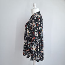 Load image into Gallery viewer, Marks &amp; Spencer Blouse Floral Print Plus Size 22 Black Long Sleeves Smock Top
