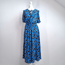 Load image into Gallery viewer, Marks &amp; Spencer Midi Dress Blue UK 8 Floral Print 100% Viscose Casual Work
