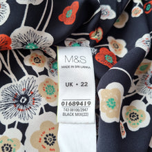 Load image into Gallery viewer, Marks &amp; Spencer Blouse Floral Print Plus Size 22 Black Long Sleeves Smock Top
