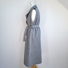 Load image into Gallery viewer, Sleeveless Belted Duster Jacket Waistcoat Grey Midi Pockets Trenchcoat One Size
