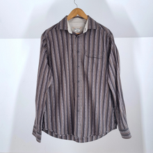 Load image into Gallery viewer, Mantaray Men&#39;s Shirt Brown Striped 100% Cotton Folk Casual Hippie Top Medium
