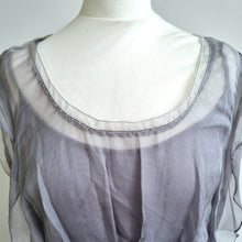 Load image into Gallery viewer, Mint Velvet 100% Silk Dress Floral Print UK 14 Grey Lilac Layered Occasion Party
