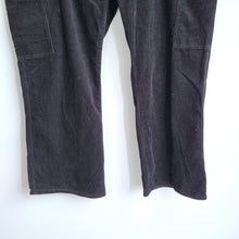 Load image into Gallery viewer, Next Corduroy Cargo Trousers UK 24 R Black Wide Leg High Rise Pockets Cotton
