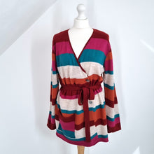 Load image into Gallery viewer, Gudrun Sjoden Cardigan 100% Wool Belted Striped Pocket Multicoloured Medium
