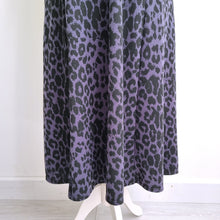 Load image into Gallery viewer, Roman Midi Dress Leopard Print  UK 16 Purple Animal Skater Stretch Casual
