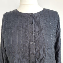 Load image into Gallery viewer, NEW M&amp;S Smock Dress Black 16 Mini Sparkly Thread Lined Tunic Babydoll Casual
