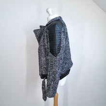 Load image into Gallery viewer, Capsule Tweed Biker Jacket UK 10 12 Faux Leather Boucle Wool Blue NEW T4 Work
