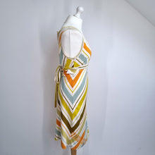 Load image into Gallery viewer, Orla Kiely Dress Jersey Chevron Stripes 100% Cotton A Line Low V Neck Retro 10
