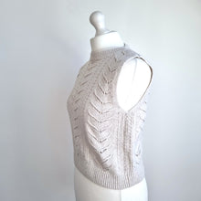 Load image into Gallery viewer, M&amp;S Sweater Vest Per Una Jumper Cream Cotton Wool Sleeveless Knit Beige Medium
