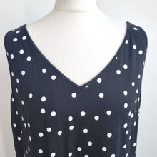 Load image into Gallery viewer, Hush Midi Dress Polka Dot UK 14 Black White Jersey Sleeveless Casual Holiday
