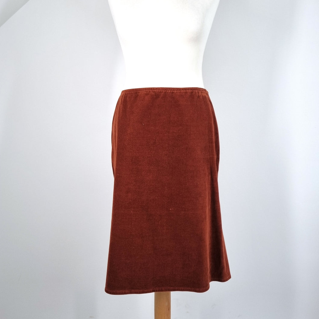 Joseph Corduroy Skirt Brown Knee Length Fit Flare Ruching Cotton Tan Medium