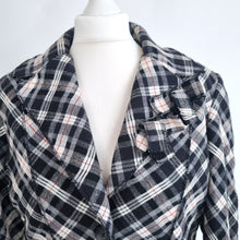 Load image into Gallery viewer, M&amp;S Per Una Tartan Jacket Blazer Wool Steampunk Short Black Lined Check Plaid 14
