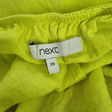 Load image into Gallery viewer, Next 100% Linen Blouse UK 20 Neon Yellow Top Boat Neck Short Sleeves Holiday
