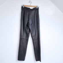 Load image into Gallery viewer, Vintage Lambskin Leather Trousers Black Genuine Heitorn Straight High Rise UK 8
