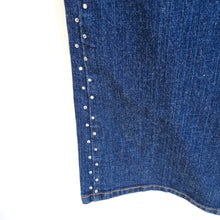 Load image into Gallery viewer, NYDJ Tummy Tuck Jeans Rhinestone Embellished Bootcut Dark Blue High Rise UK 14
