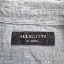 Load image into Gallery viewer, AllSaints Mens Shirt Linen Cotton Blend XL Light Blue Long Sleeves Chambray
