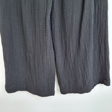 Load image into Gallery viewer, M&amp;S Per Una Trousers Wide Leg 16 Cheesecloth Black Palazzo High Rise 100% Cotton
