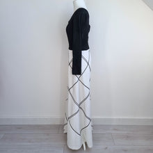 Load image into Gallery viewer, Vintage 70s Maxi Dress California Black White UK 6 8 Long Sleeve Check ALine
