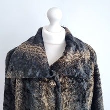 Load image into Gallery viewer, M&amp;S Faux Fur Jacket Per Una Swing Coat Brown Short Lined Evening Party Medium
