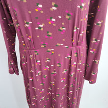 Load image into Gallery viewer, White Stuff Dress Pockets UK 14 Purple Burgundy Jersey Casual Print Long Sleeves

