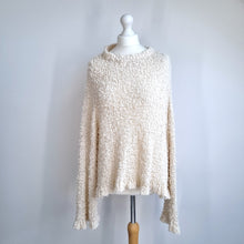 Load image into Gallery viewer, Zara Jumper Cream Textured Chunky Knit Slouchy Extra Long Sleeves Cotton Medium
