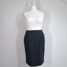 Load image into Gallery viewer, Jaeger Black Skirt Pencil UK 16 Tulip Pockets Pleated Lined Capsule Work Office
